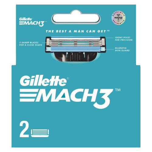Gillette Mach 3 Shaving Razor 2 Cartridge Manual Shaving Razor Blades Pack of 2 pcs o1