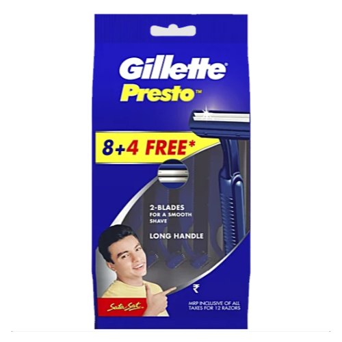 Gillette Presto Shaving Razor (Pack of 8+4 FREE)